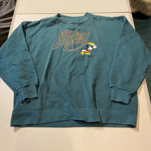 Vintage Disney Mickey Mouse Unlimited Green Sweatshirt Women's M/L USA Made EUC - Picture 1 of 6